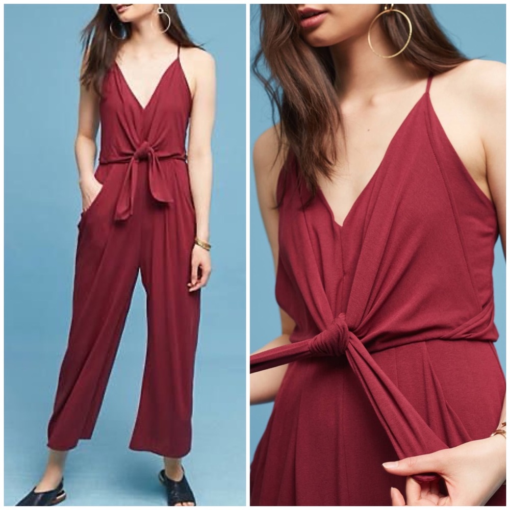 Anthropologie Burgundy Jumpsuit